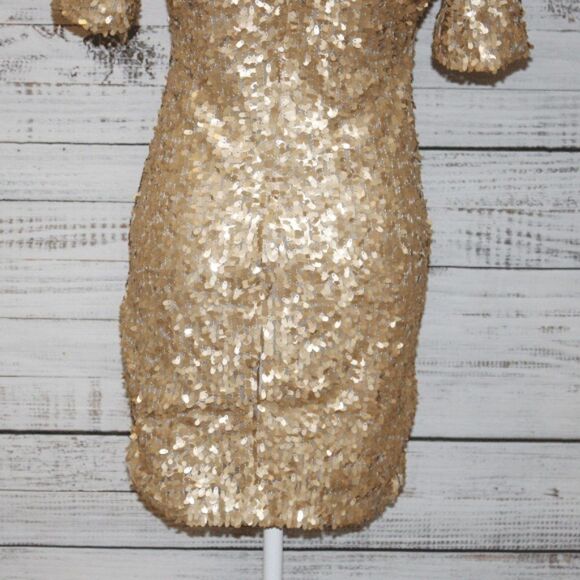 Ark & Co. Gold Co Short Cocktail Sequin Dress Size Medium - Picture 8 of 9